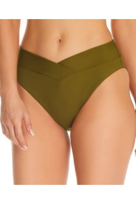 Bar III Womens Ribbed V-Waist Bikini Field Green S