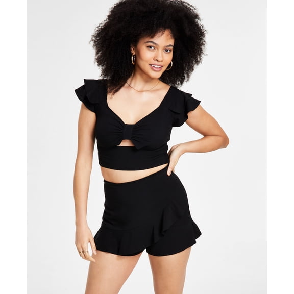 Bar III Womens Ruffled Skort Deep Black 2
