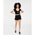 thumbnail image 1 of Bar III Womens Ruffled Sleeve Crop Top Dark Black 10, 1 of 1