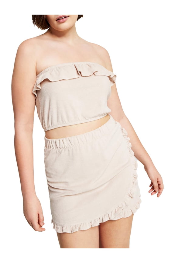 Womens Terry Ruffled Tube Top Naturally Nude XL