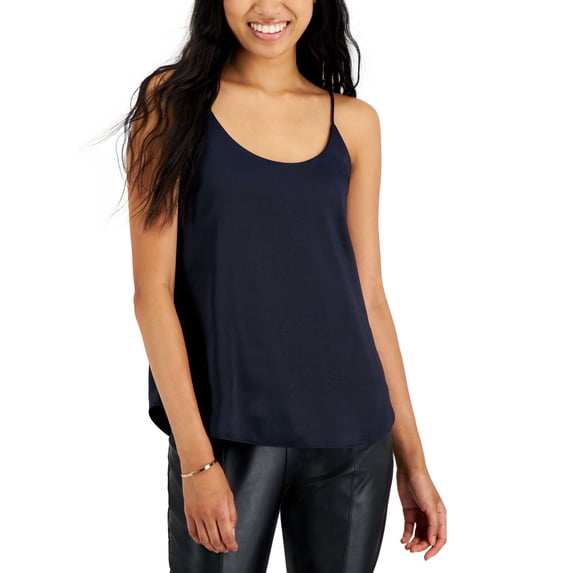 Bar III Womens Satin Sleeveless Top Bar Navy S