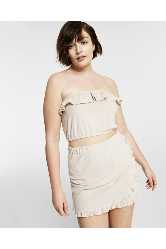 Womens Terry Ruffled Tube Top Naturally Nude M