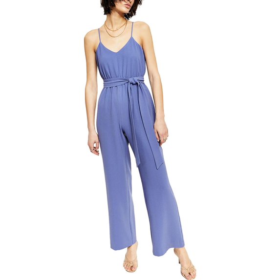 Bar III Womens Sleeveless Belted Jumpsuit Blue Shadow 2XL