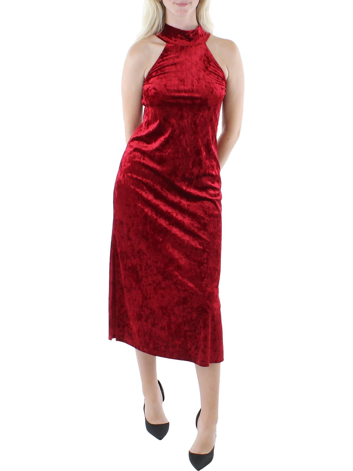 open lace back dress Stretch Velvet Halter Mini main image 0