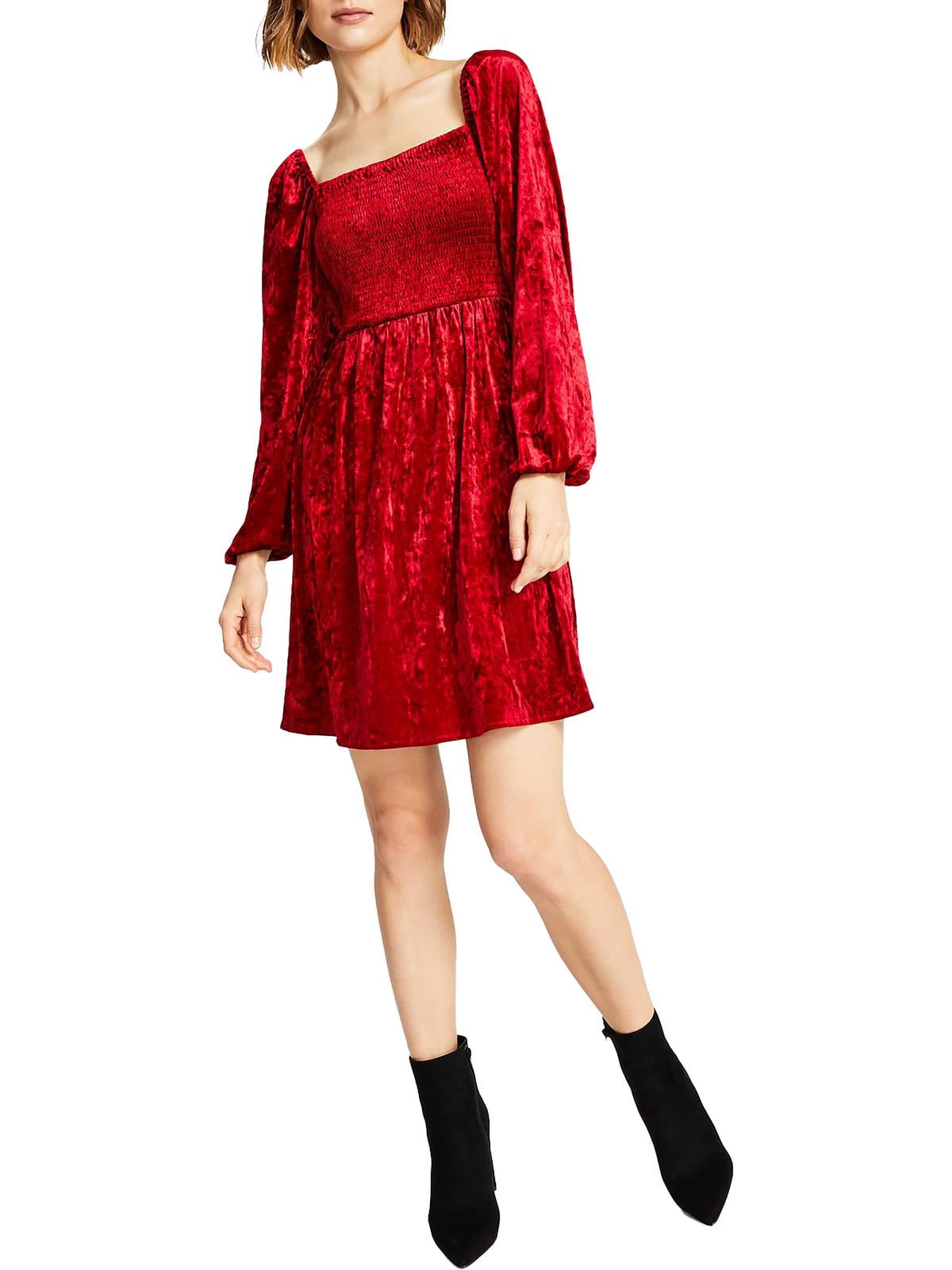Bar III Womens Velvet Mini Fit & Flare Dress - Walmart.com