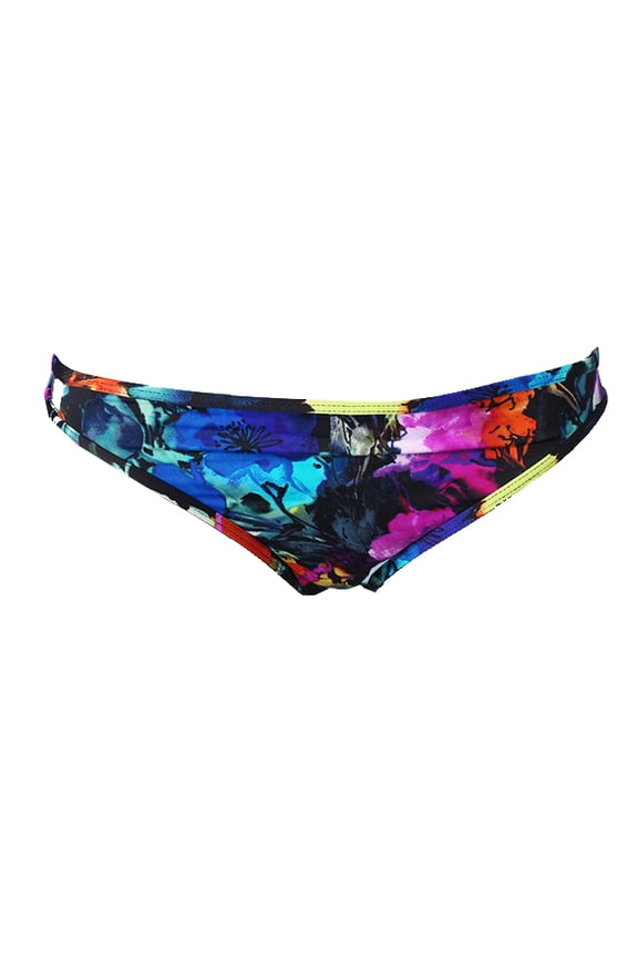 Blue Multi Painted Posies Printed Cut-Out Bikini Bottom XS