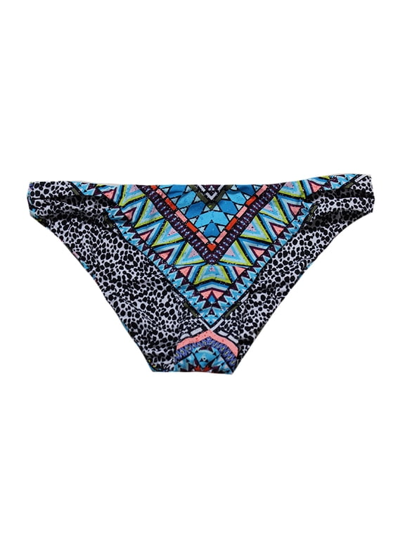 Blue Multi Reversible Mixed-Print Cut-Out Bikini Bottom M