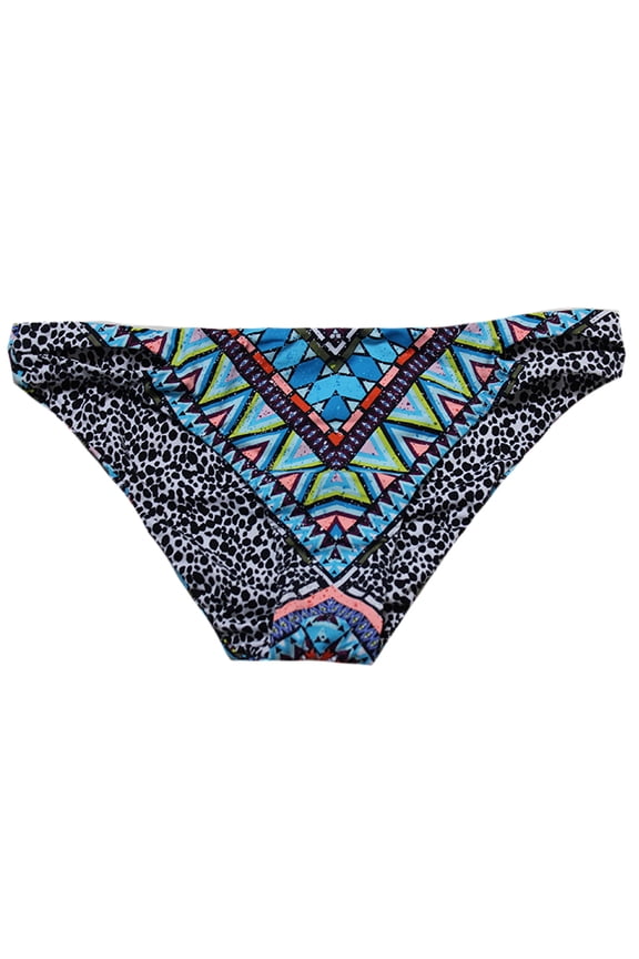 Blue Multi Reversible Mixed-Print Cut-Out Bikini Bottom M
