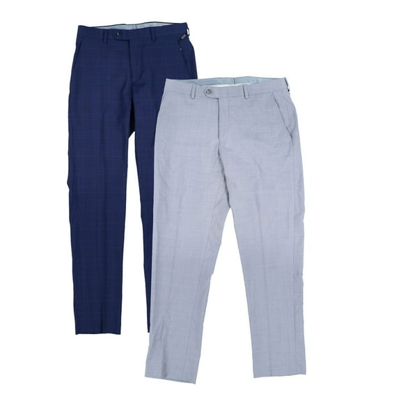 Bar Iii Mens Slim fit Dress Pants 32 / 30 Light Grey Solid Stretch Wool