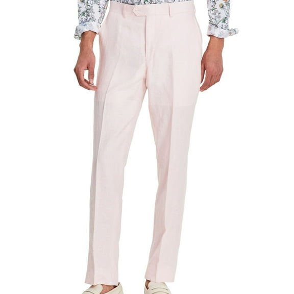 Bar Iii Men Slim fit Dress Pants 34 / 32 Pink Solid