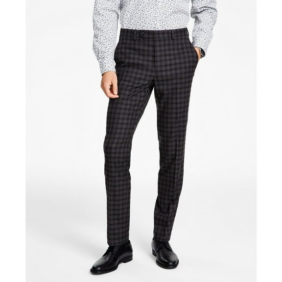 Bar III Men's Skinny-Fit Check Suit Pants Brown Check B4HP $175 (30,32 in)