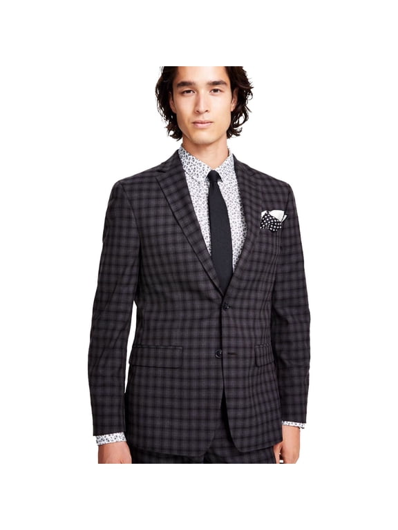 Men's Slim Fit Check Sport Coat Blazer Brown Check 36S