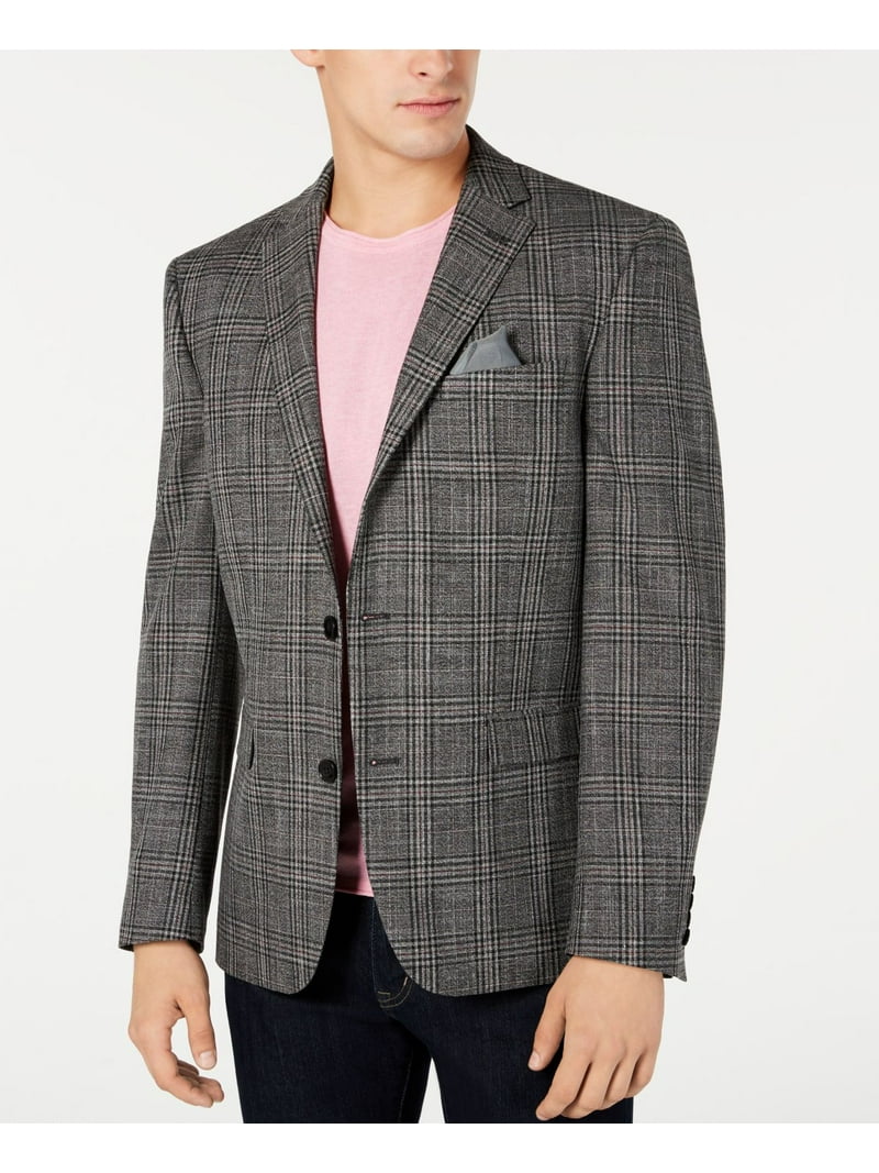 Bar Iii Men's Slim-Fit Stretch Black/White Plaid Sport Coat