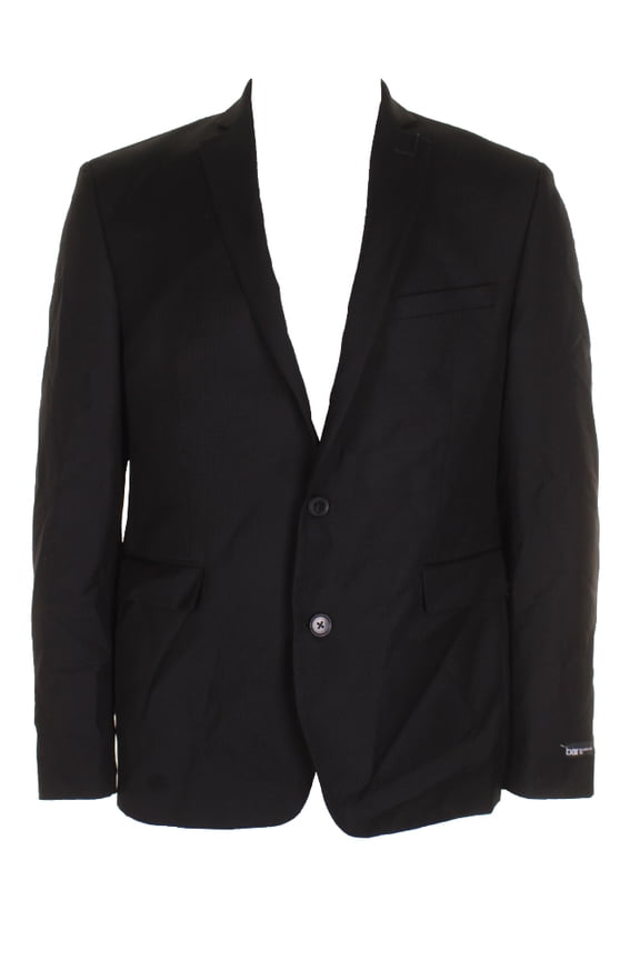 Mens Black Solid Extra Slim Single Breasted Notch Lapel Blazer 42S