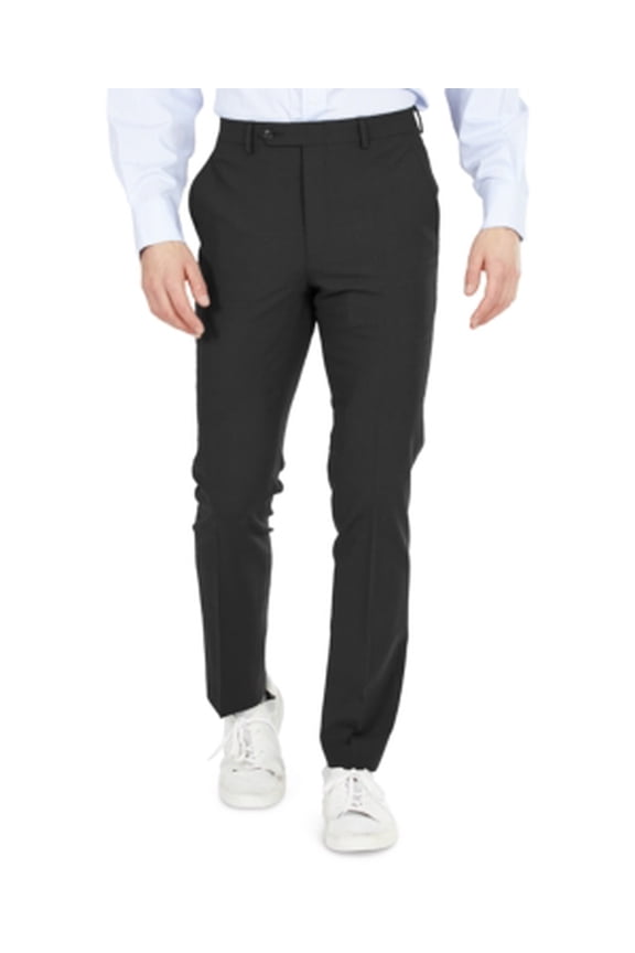 Mens Skinny fit Dress Pants 32 / 34 Black Solid Wool