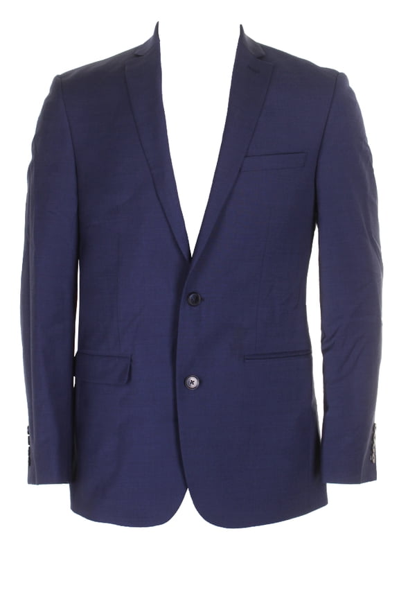 Mens Navy Slim Fit Single Breasted Double Button Notched Lapel Blazer 38R