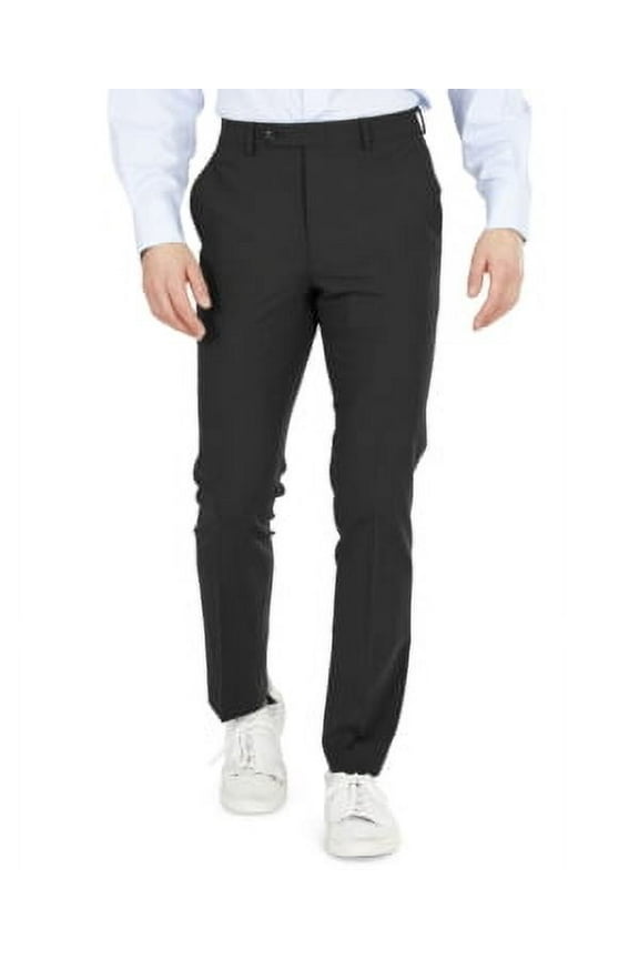 Mens Skinny fit Wool Dress Pants 32 / 30 Black Solid Stretch