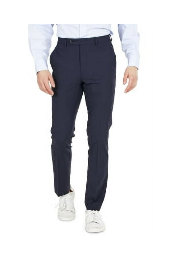Mens Skinny fit Dress Pants 34 / 34 Navy Blue Solid