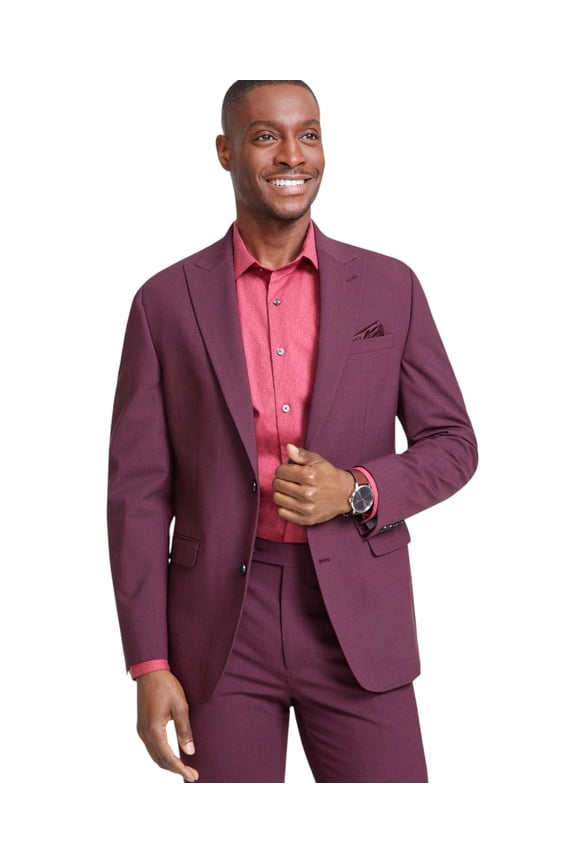 Mens Skinny fit Suit Jacket Blazer 36 R Berry Red Solid Wool