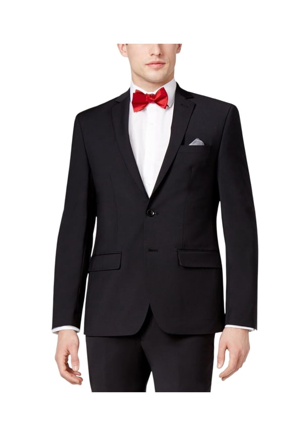 Mens Skinny fit Suit Jacket Blazer 38 R Black Solid Stretch Wool