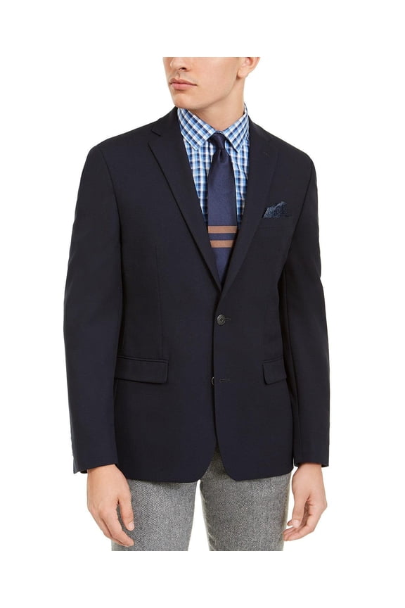 Mens Skinny fit Suit Jacket Blazer 46 R Navy Blue Solid