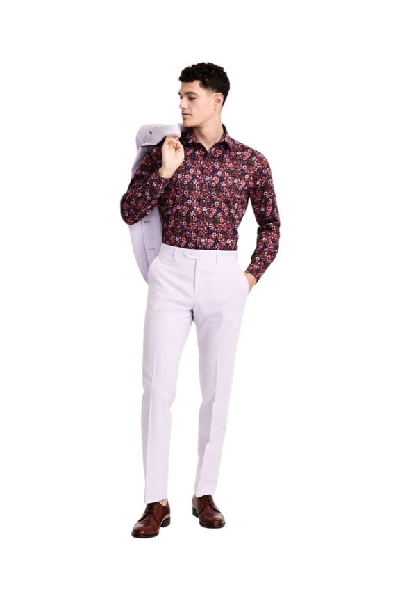 Mens Slim fit Dress Pants 29 / 30 Lavender Purple Solid Linen