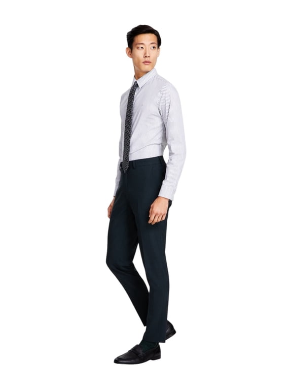 Mens Slim fit Dress Pants 30 / 30 Dark Green Solid Stretch Wool