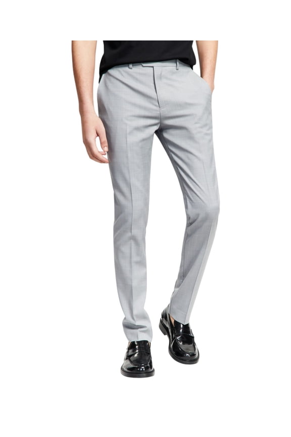 Mens Slim fit Wool Dress Pants 30 / 30 Light Grey Solid