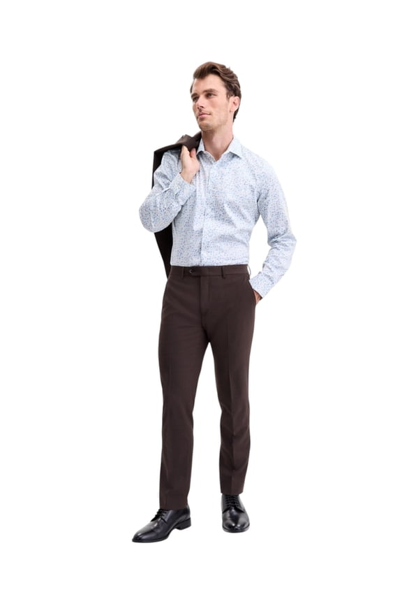 Mens Slim fit Wool Dress Pants 30 / 32 Brown Solid