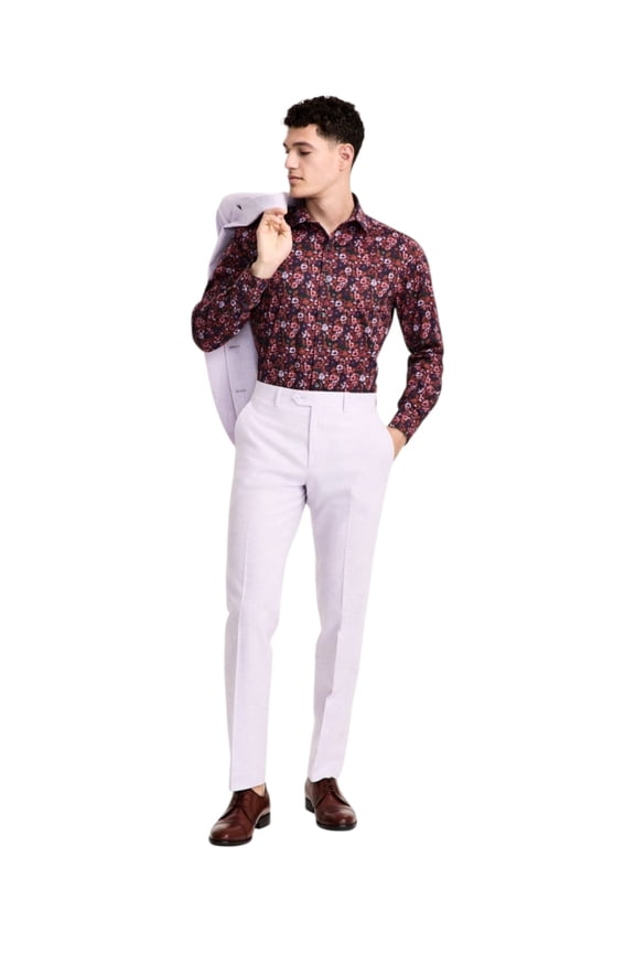 Mens Slim fit Dress Pants 31 / 30 Lavender Purple Solid Stretch