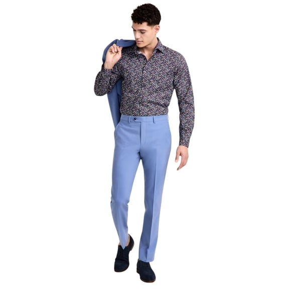 Bar Iii Mens Slim fit Dress Pants 32 / 32 Periwinkle Blue Solid Wool