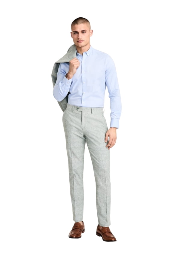 Mens Slim fit Dress Pants 32 / 34 Sage Green Solid Stretch