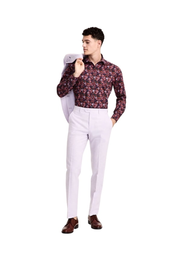 Mens Slim fit Dress Pants 34 / 32 Lavender Purple Solid Stretch