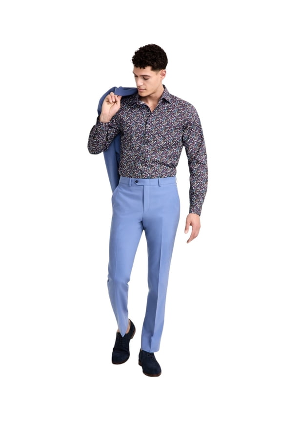 Mens Slim fit Dress Pants 34 / 34 Light Blue Solid