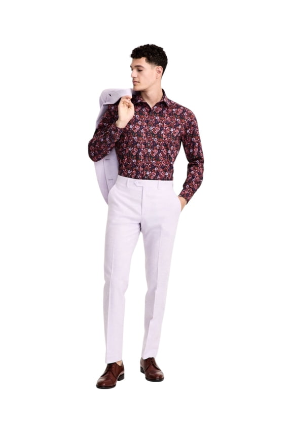 Mens Slim fit Dress Pants 40 / 32 Lavender Purple Solid Stretch