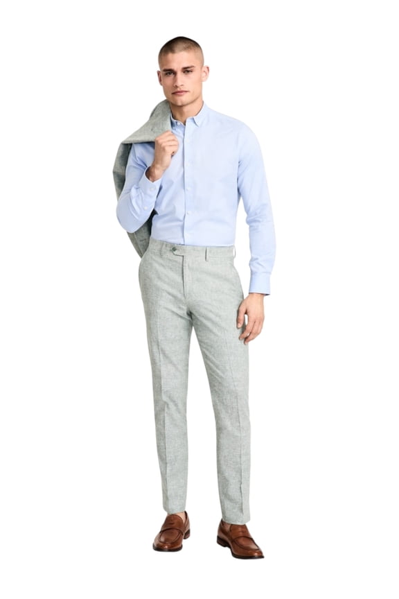 Mens Slim fit Dress Pants 40 / 32 Sage Green Solid Stretch