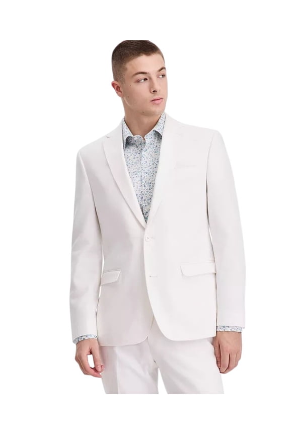Mens Slim fit Linen Suit Jacket Blazer 46 R White Solid
