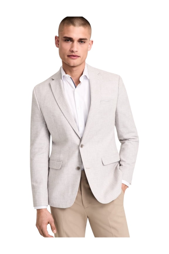 Mens Slim fit Sport Coat Blazer 40 S White Plaid Linen