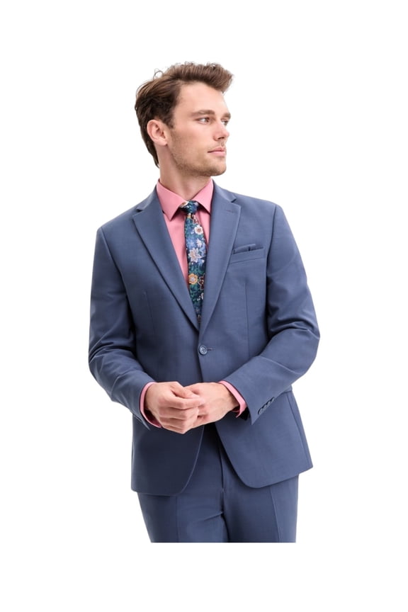 Mens Slim fit Suit Jacket Blazer 36 S Steel Blue Solid Stretch
