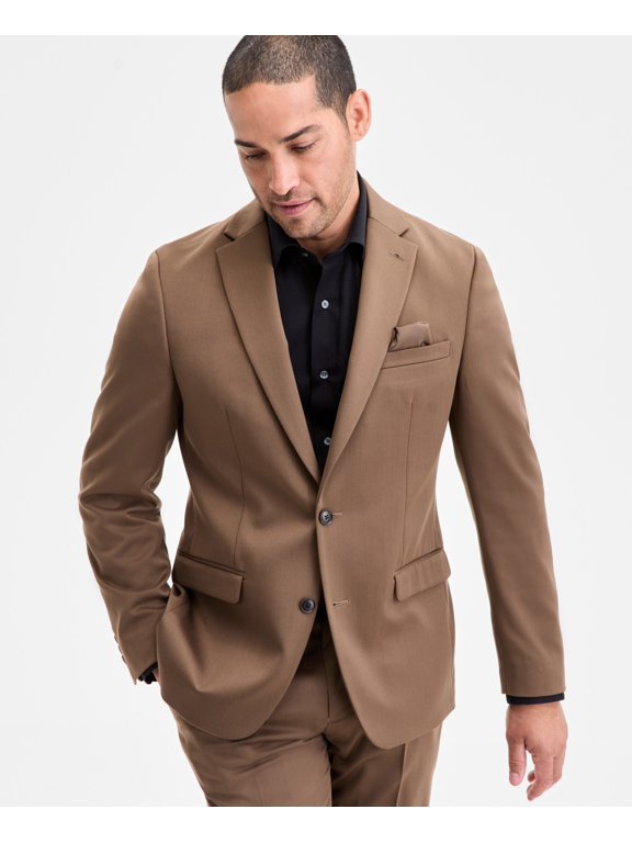 Mens Slim fit Suit Jacket Blazer 38 L Brown Solid
