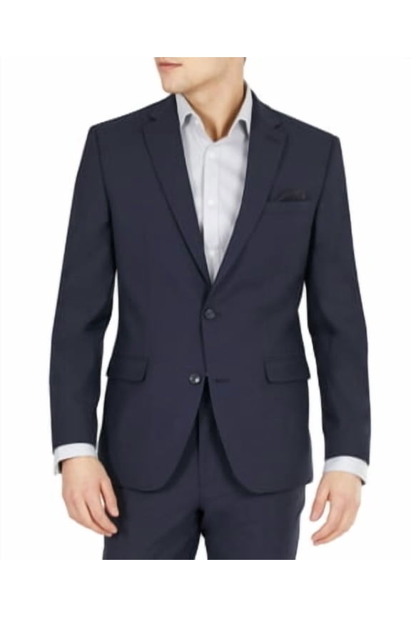 Mens Slim fit Wool Suit Jacket Blazer 38 R Navy Blue Solid
