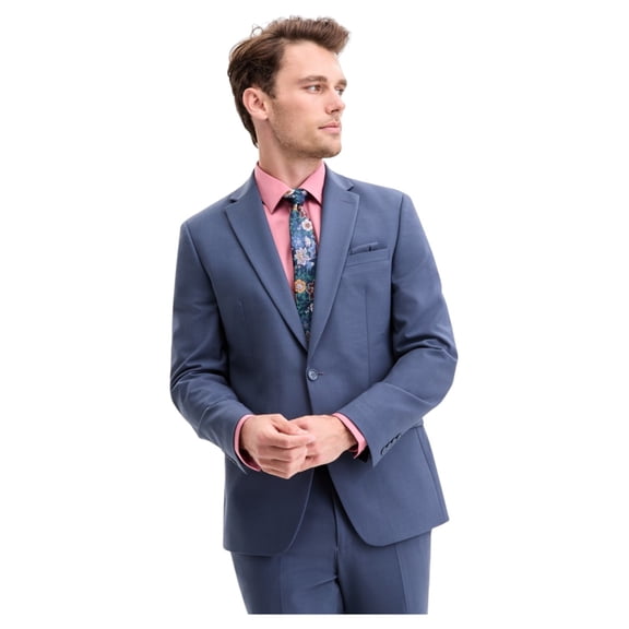 Bar Iii Mens Slim fit Suit Jacket Blazer 38 R Steel Blue Solid Stretch Wool