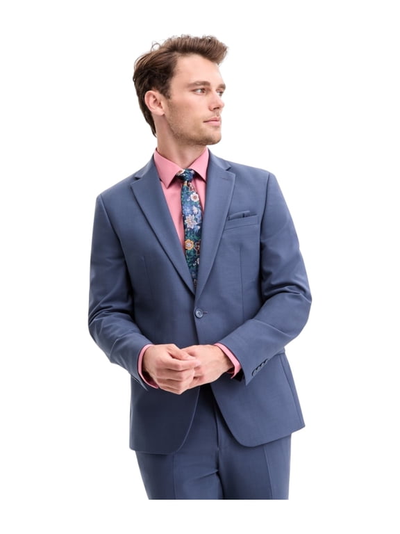 Mens Slim fit Suit Jacket Blazer 38 R Steel Blue Solid Stretch Wool