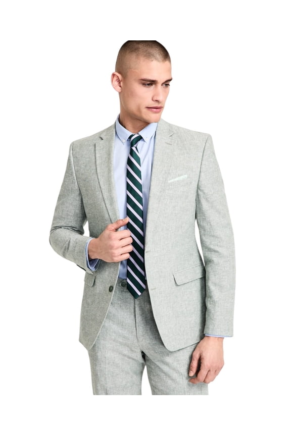Mens Slim fit Suit Jacket Blazer 38 R Light Green Linen Stretch Linen