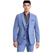 Bar Iii Mens Slim fit Suit Jacket Blazer 38 L Periwinkle Blue Solid Stretch Wool