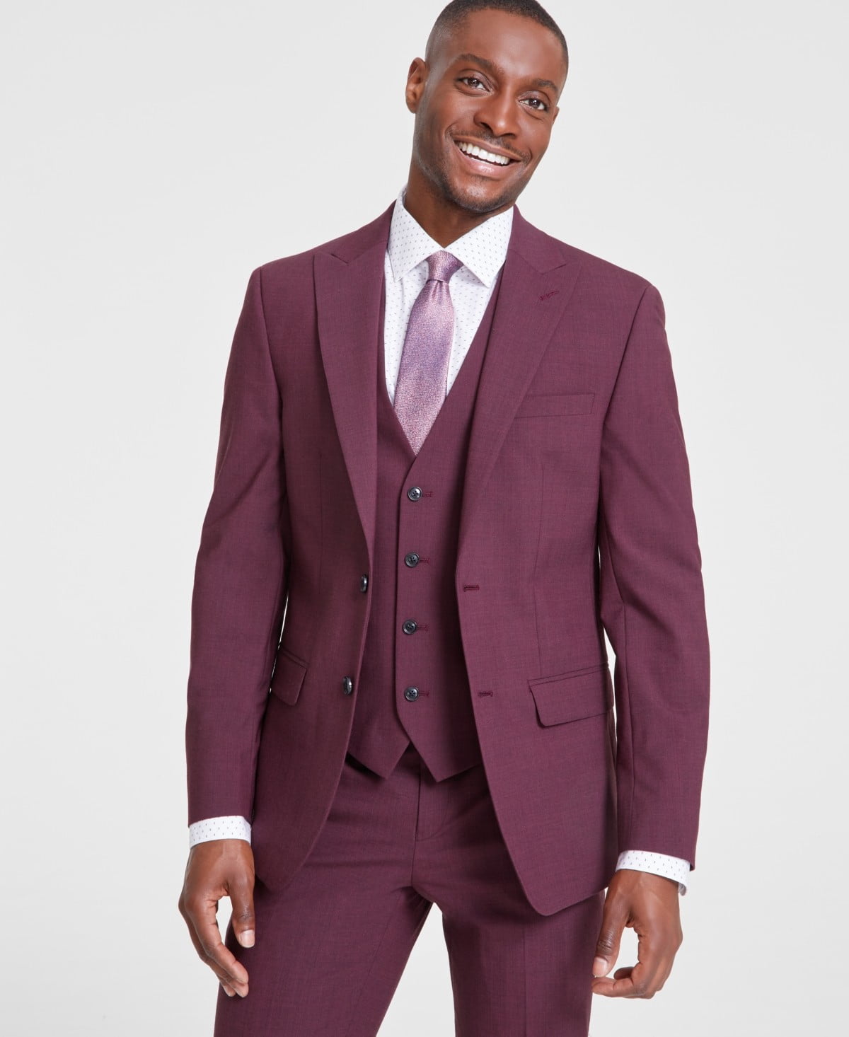 Bar Iii Mens Slim fit Suit Jacket Blazer 38 S Berry Red Solid Stretch ...