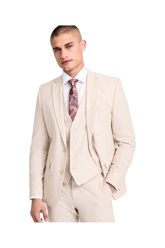 Mens Slim fit Suit Jacket Blazer 40 L Beige Solid