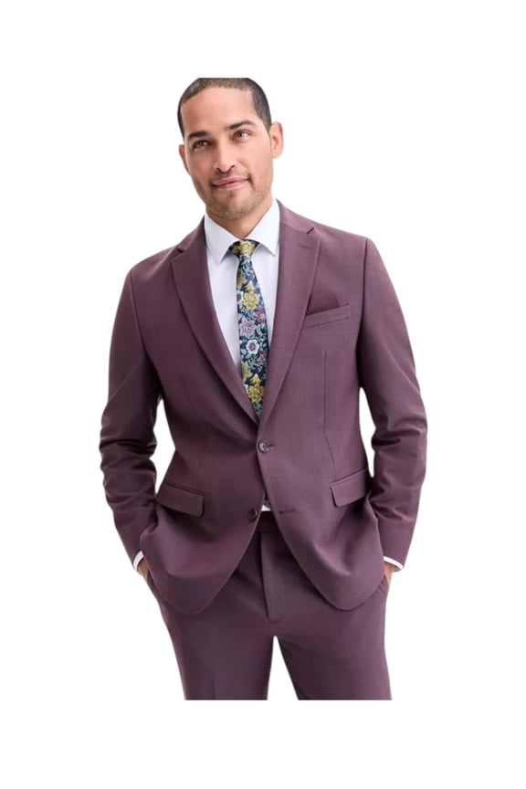 Mens Slim fit Suit Jacket Blazer 40 R Purple Solid Stretch Wool