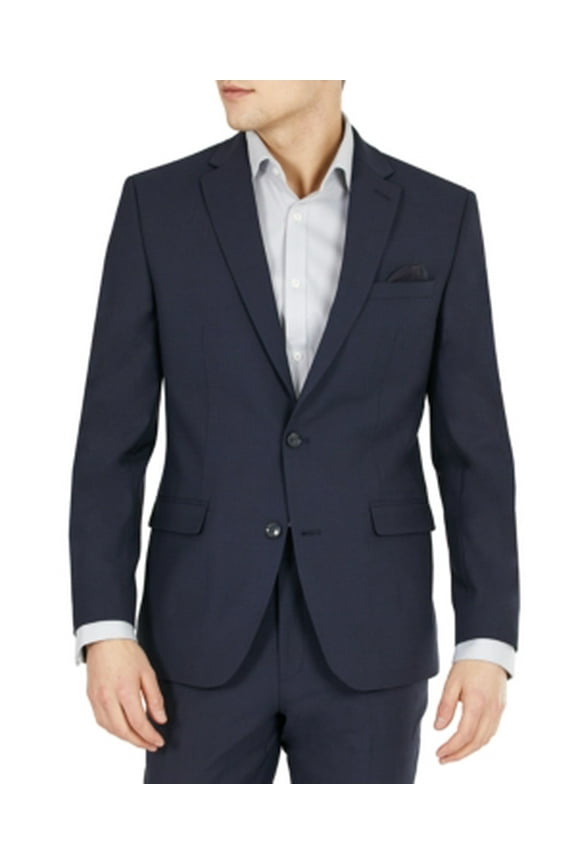 Mens Slim fit Suit Jacket Blazer 40 R Navy Blue Solid Stretch Wool