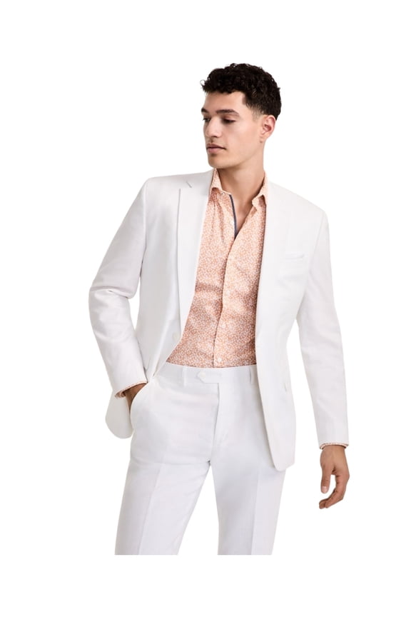 Mens Slim fit Summer Linen Suit Jacket Blazer 40 R White Sport Coat